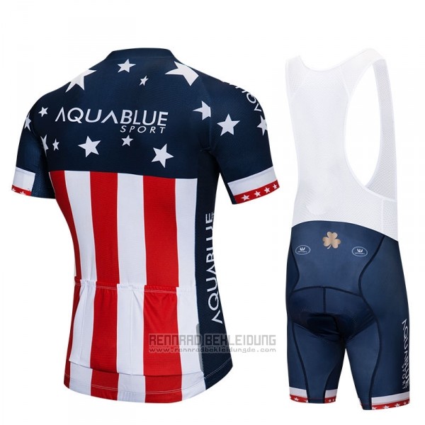 2018 Fahrradbekleidung Aqua Blue Sport Champion USA Trikot Kurzarm und Tragerhose